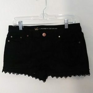 Lauren Conrad Black Raw Edge Crochet Black Shorts